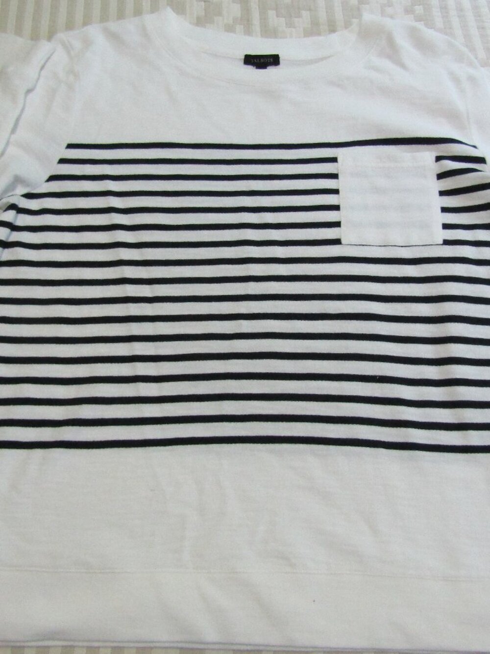 Woman's Talbots Cotton Sweater Size Large Nautical Stripes